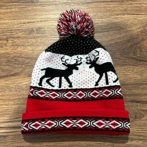 Warm Winter Knit Beanie with Deer